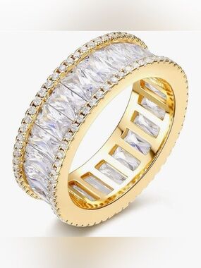Gold Crystal Eternity Band Ring - Women Jewelry